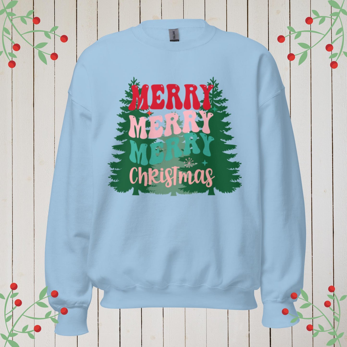 Merry Christmas W/trees Sweatshirt