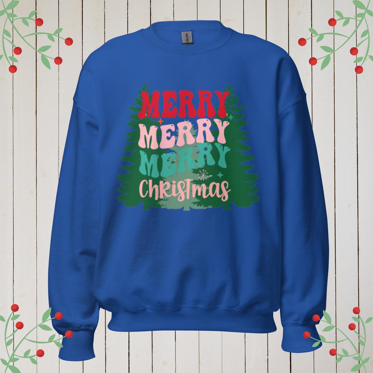 Merry Christmas W/trees Sweatshirt