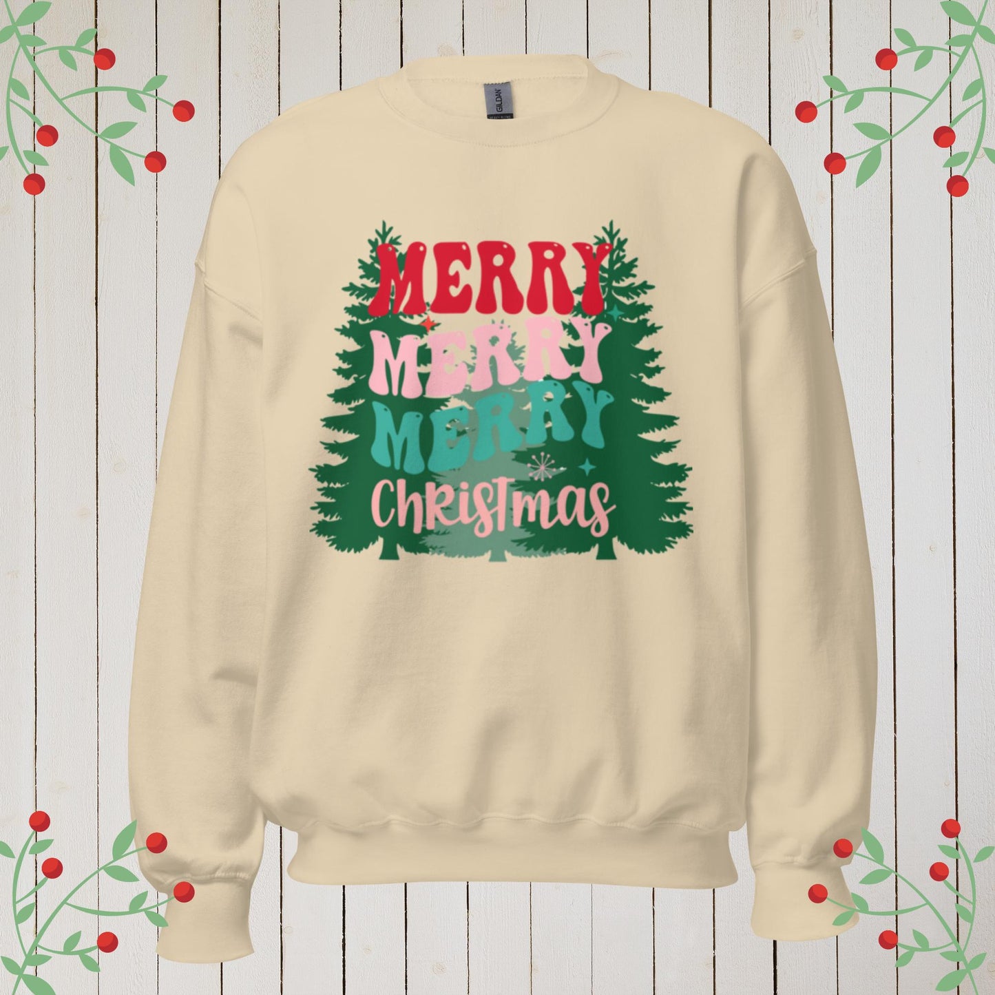 Merry Christmas W/trees Sweatshirt